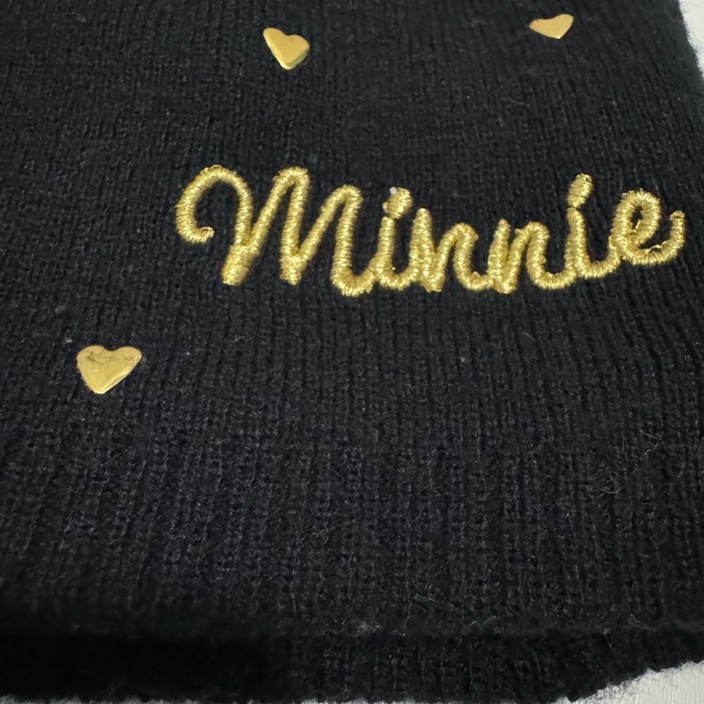 Disney Minnie Mouse Bow Beanie Hat with Gold studded hearts & embroidere… - Picture 7 of 7